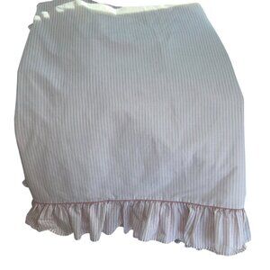 laura ashley pink white ticking stripe vintage cotton ruffle TWIN flat sheet